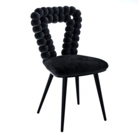 Krzesło Welurowe Designerskie Czarne CLAUDIA