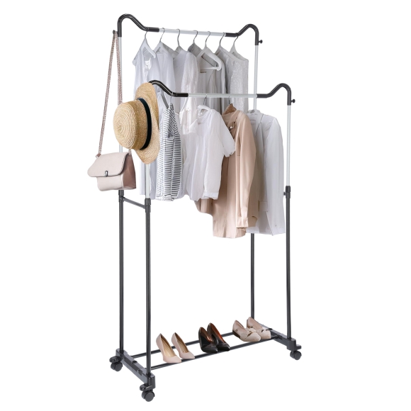 Wieszak Na Ubrania Garderoba na kółkach Podwójny MILANO