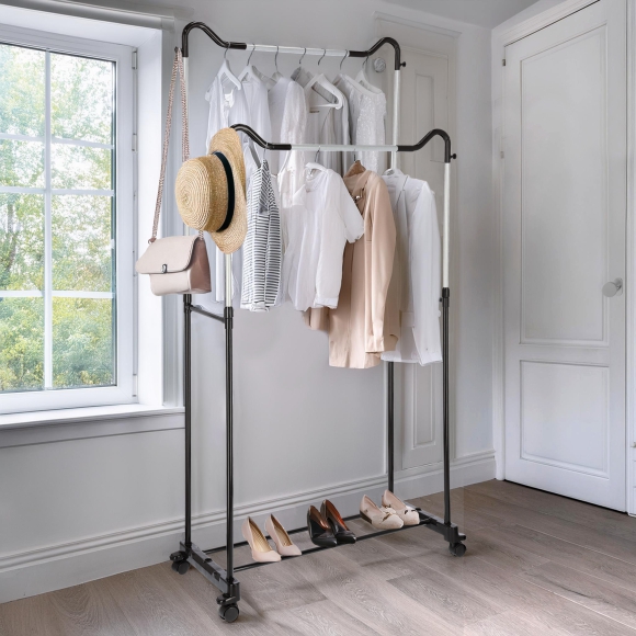 Wieszak Na Ubrania Garderoba na kółkach Podwójny MILANO