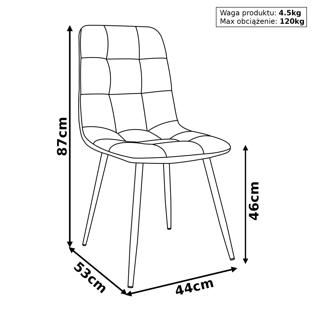 Krzesło tapicerowane czarne ARIA