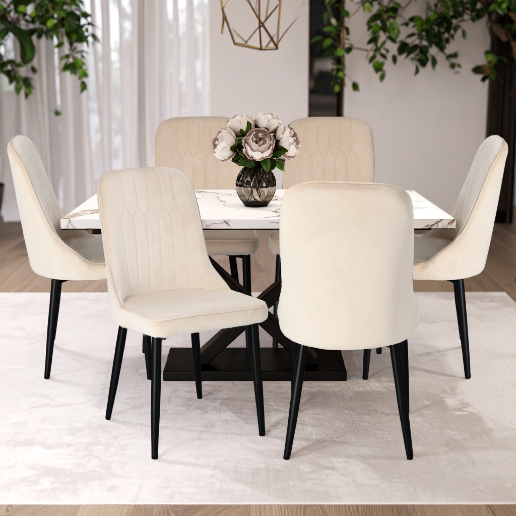 Krzesło beżowe welurowe DARIA