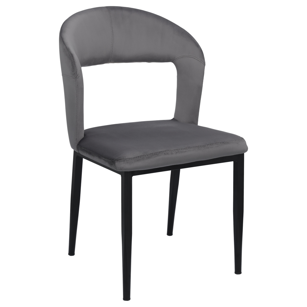 Krzesło Nowoczesne Designerskie Welurowe Szare CARMEN
