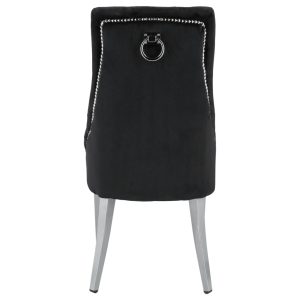 Krzesło Welurowe Glamour z Kryształkami Czarne LISA