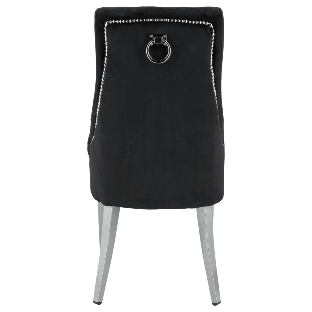 Krzesło Welurowe Glamour z Kryształkami Czarne LISA