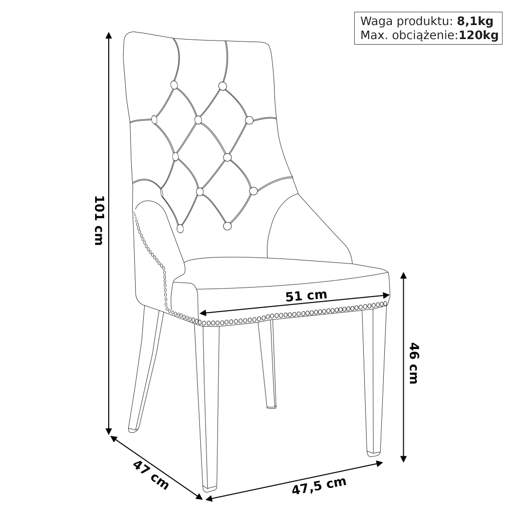 Krzesło Welurowe Glamour z Kryształkami Czarne LISA