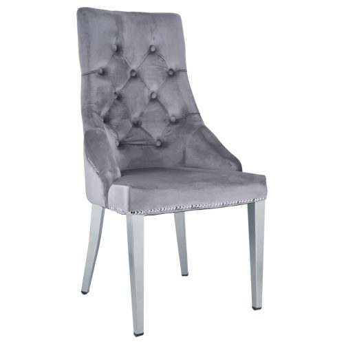 Krzesło Tapicerowane Glamour Szare MONA