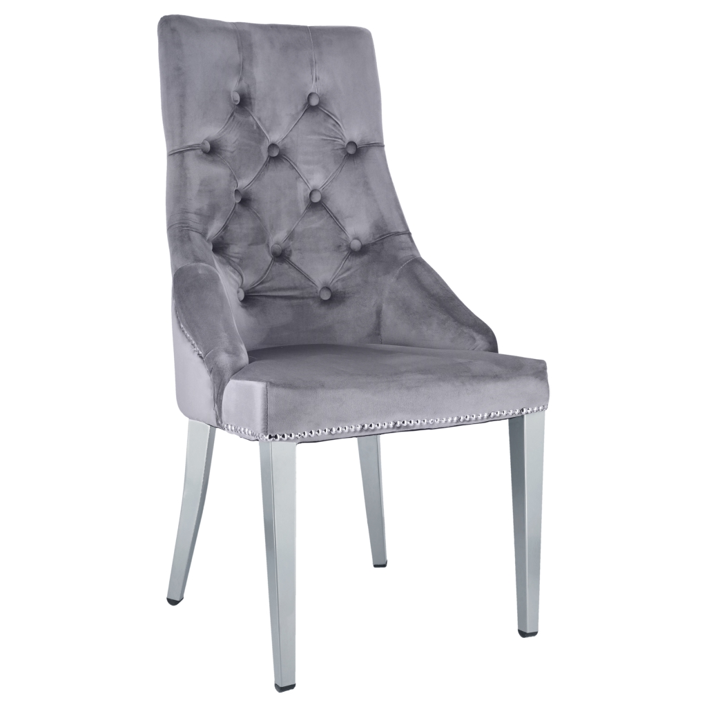 Krzesło Tapicerowane Glamour Szare MONA