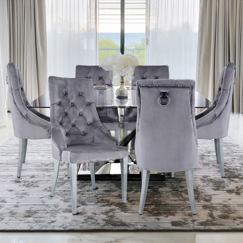 Krzesło Tapicerowane Glamour Szare MONA