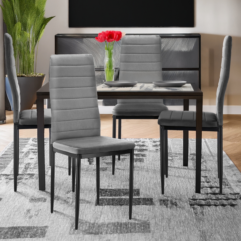 Krzesło welurowe szare zestaw 4 sztuk AXELL