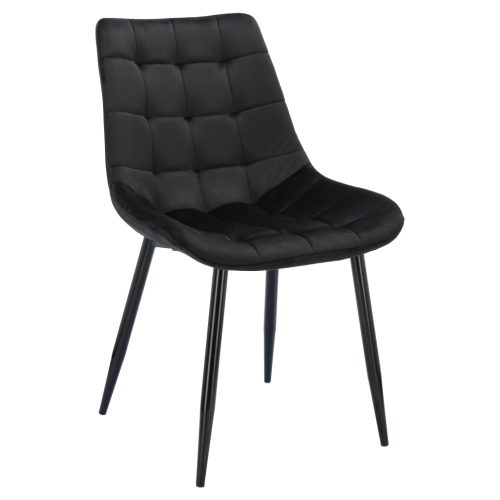 Krzesło Welurowe Czarne VIKA