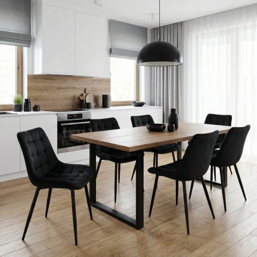 Krzesło Welurowe Czarne VIKA